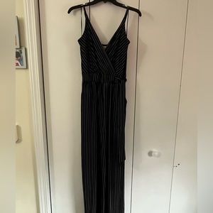 Kaileigh black and white pin striped jumpsuit